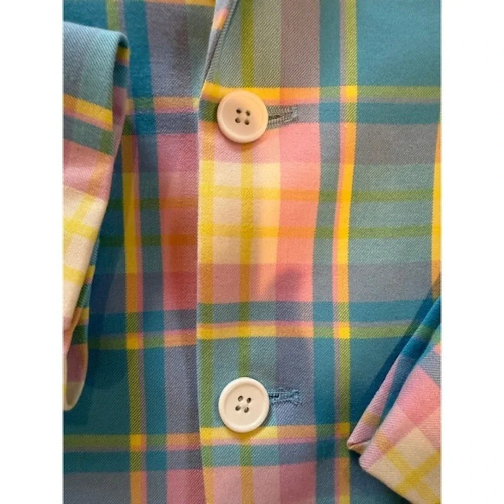 Shinesty The Burnished Broker Plaid Pastel Stretch Blazer 40 R‎ 2 Button Pride